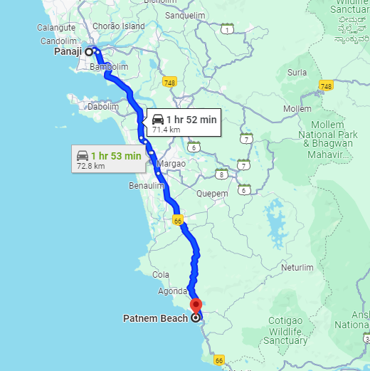 Panjim to Patnem Panjim to Patnem