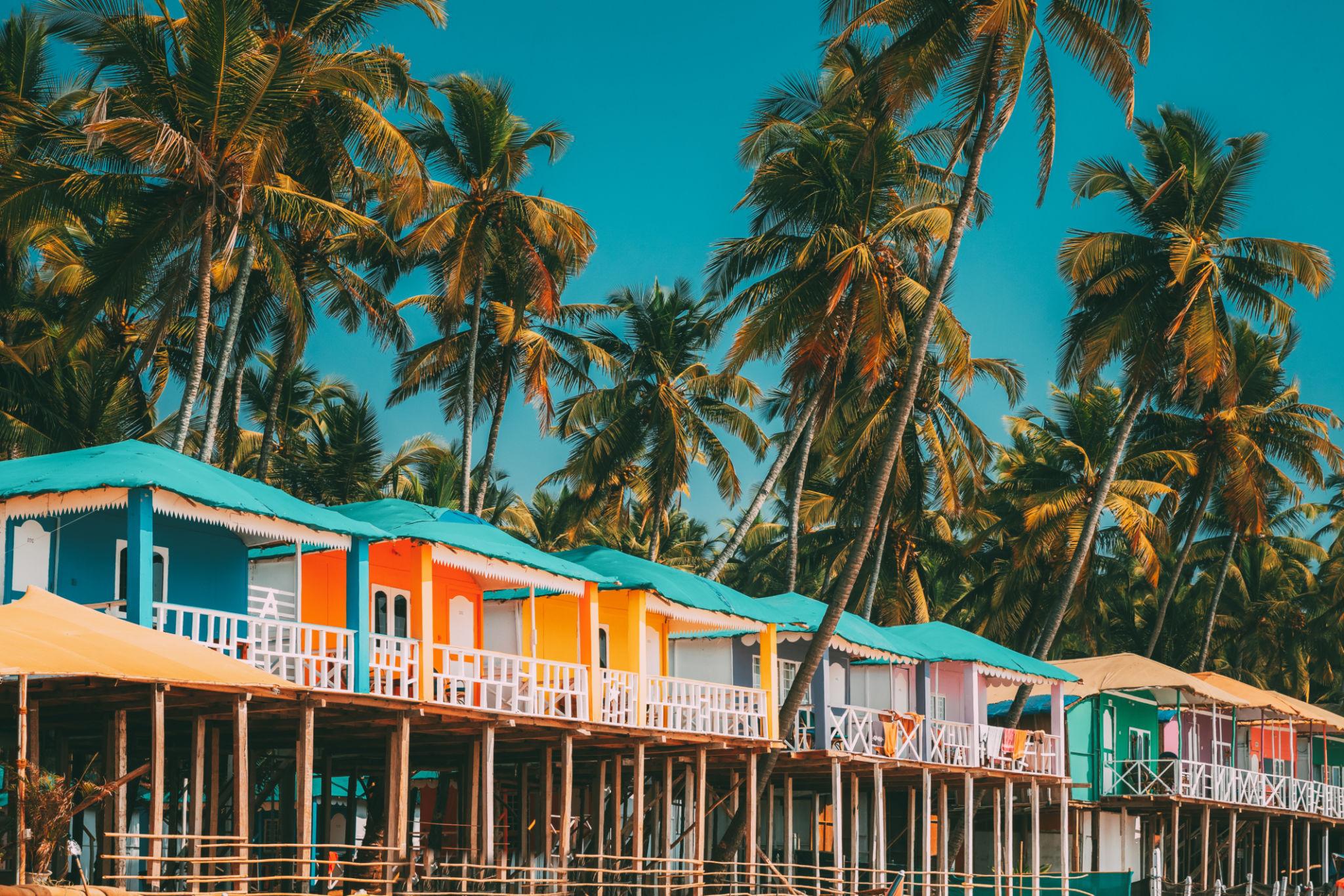 Palolem Beach Goa - Crescent-shaped bay with coconut palms in South Goa. Book airport taxi drops with Cab Goa.