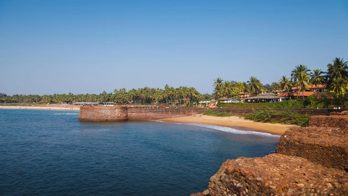 Candolim Beach tourists and waves